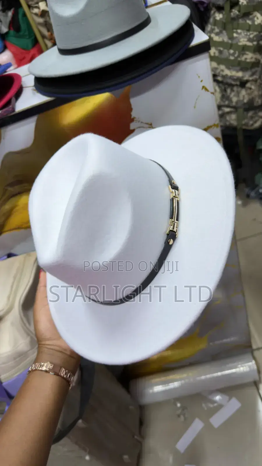 White Wide Brim Fedora Hat