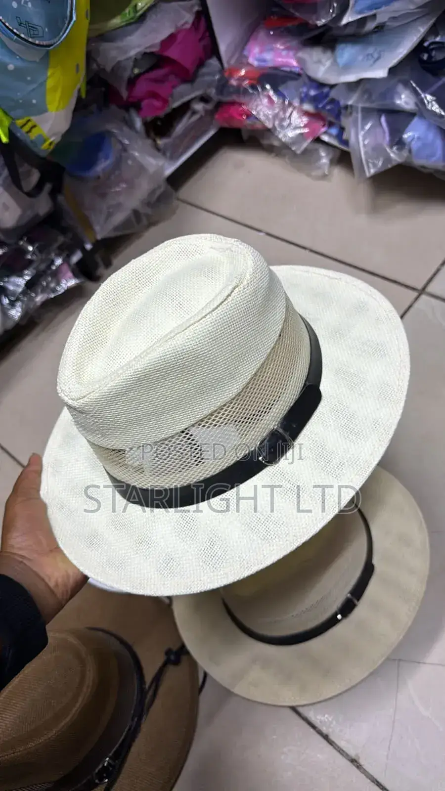 Cream White Mens Panama/Straw Hat