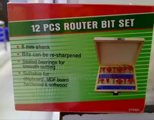 12-Piece 8mm Shank Router Bit Set for Woodworking