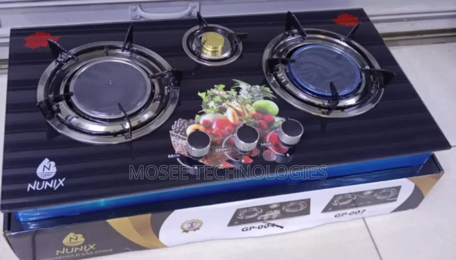 Nunix 3-Burner Infrared Gas Cooker With Glass Top