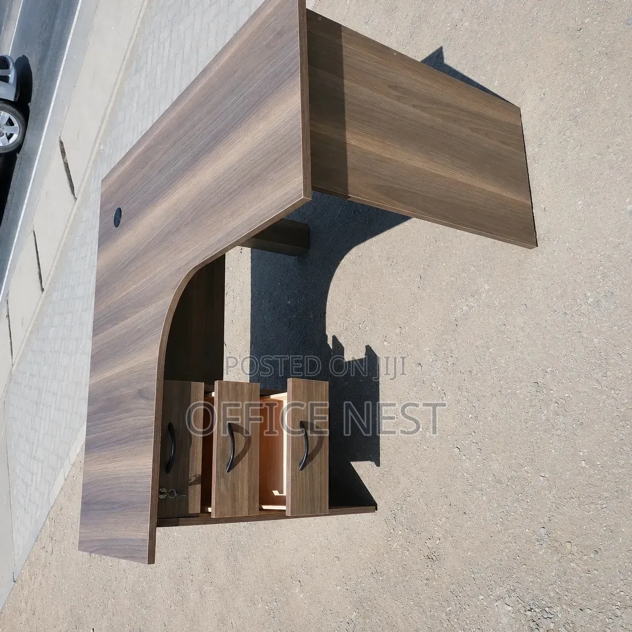Modern L-Shaped Office Desk With 3 Drawers Cable Management –