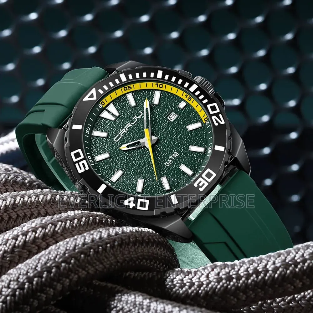 Silicone Straps Crrju Gents Watch 5034