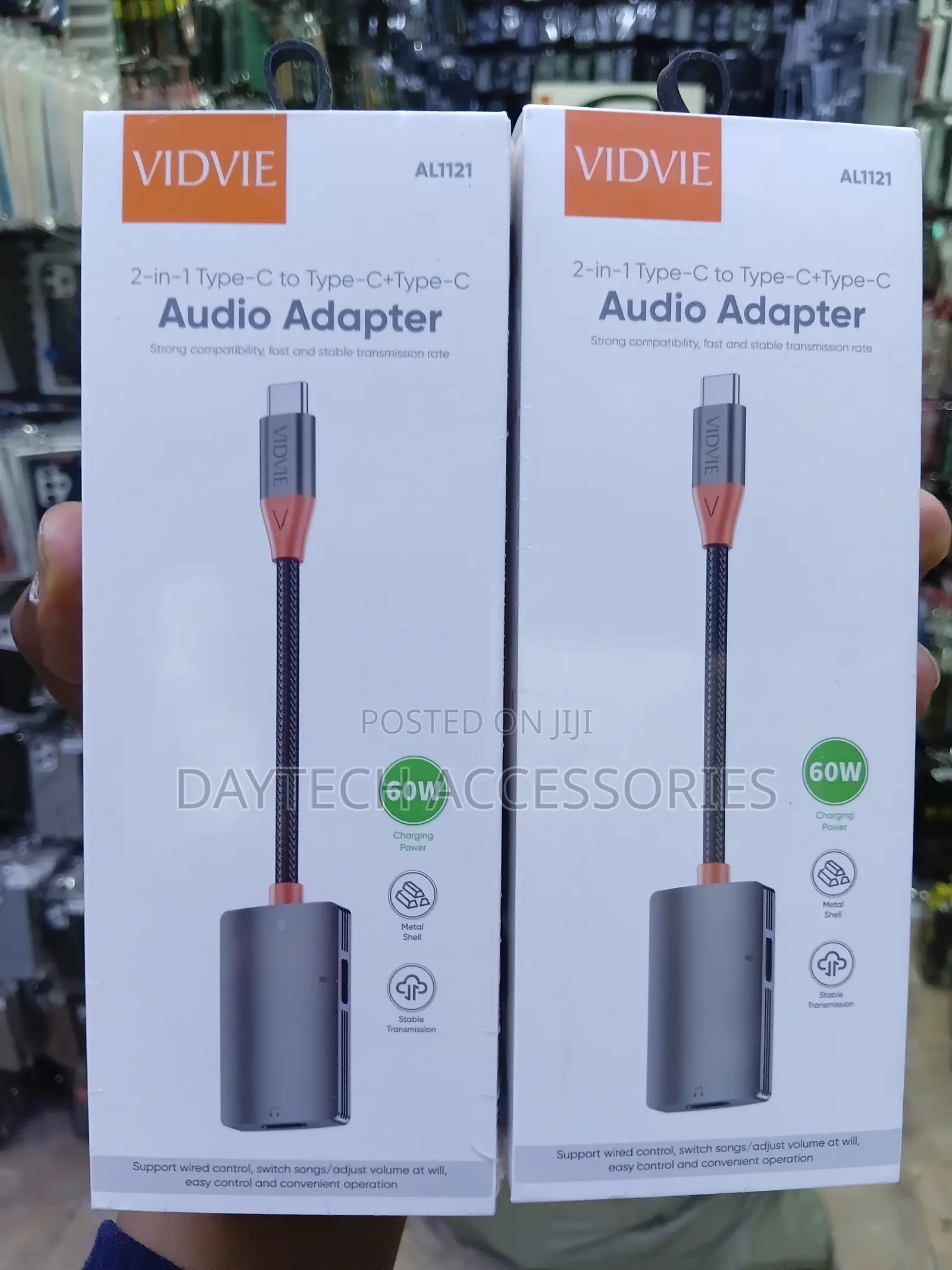 Vidvie AL1121 2-in-1 Type-C to Type-C Adapter - Black