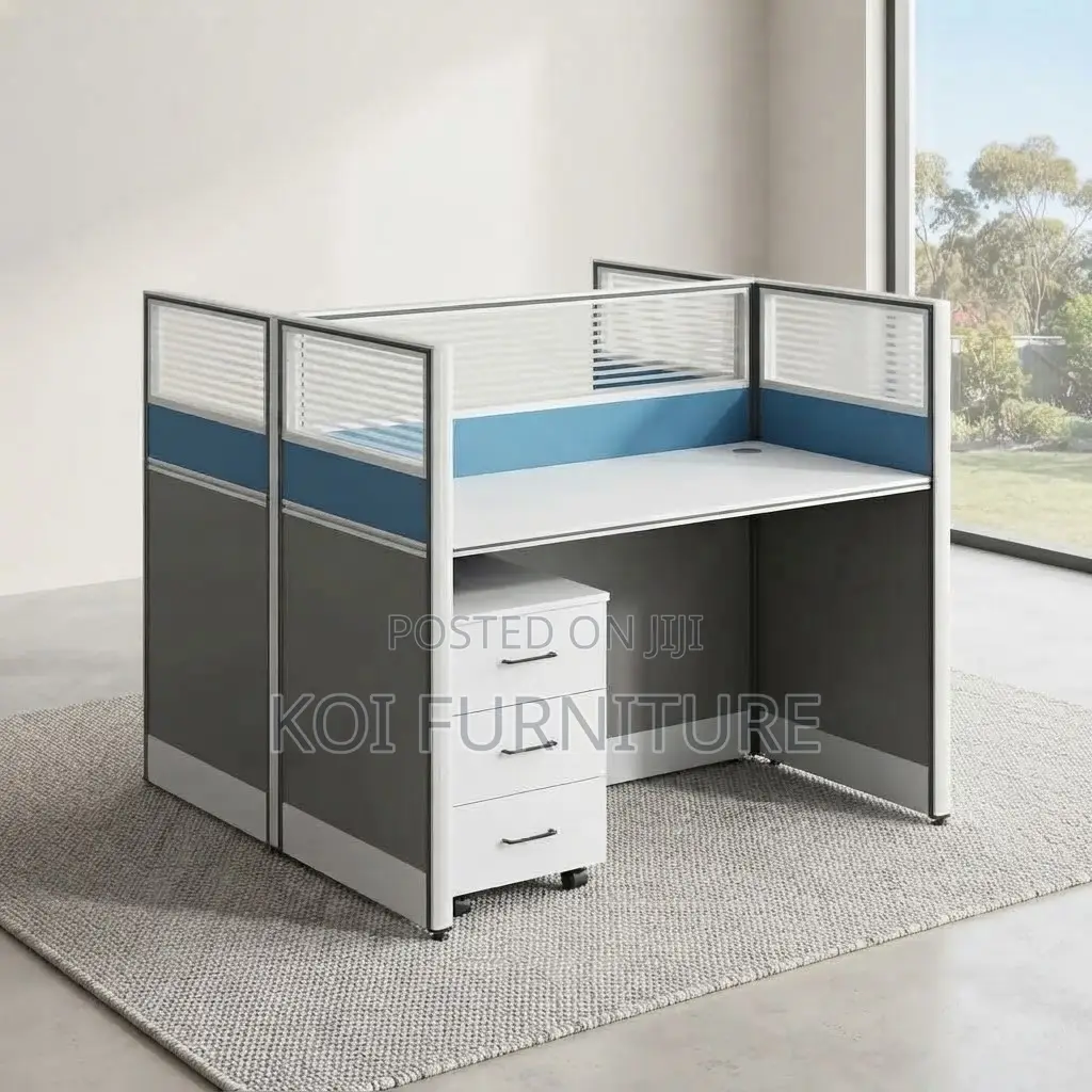 Office Workstation; Two Way Blue Modern Ergonomic Office Workstation