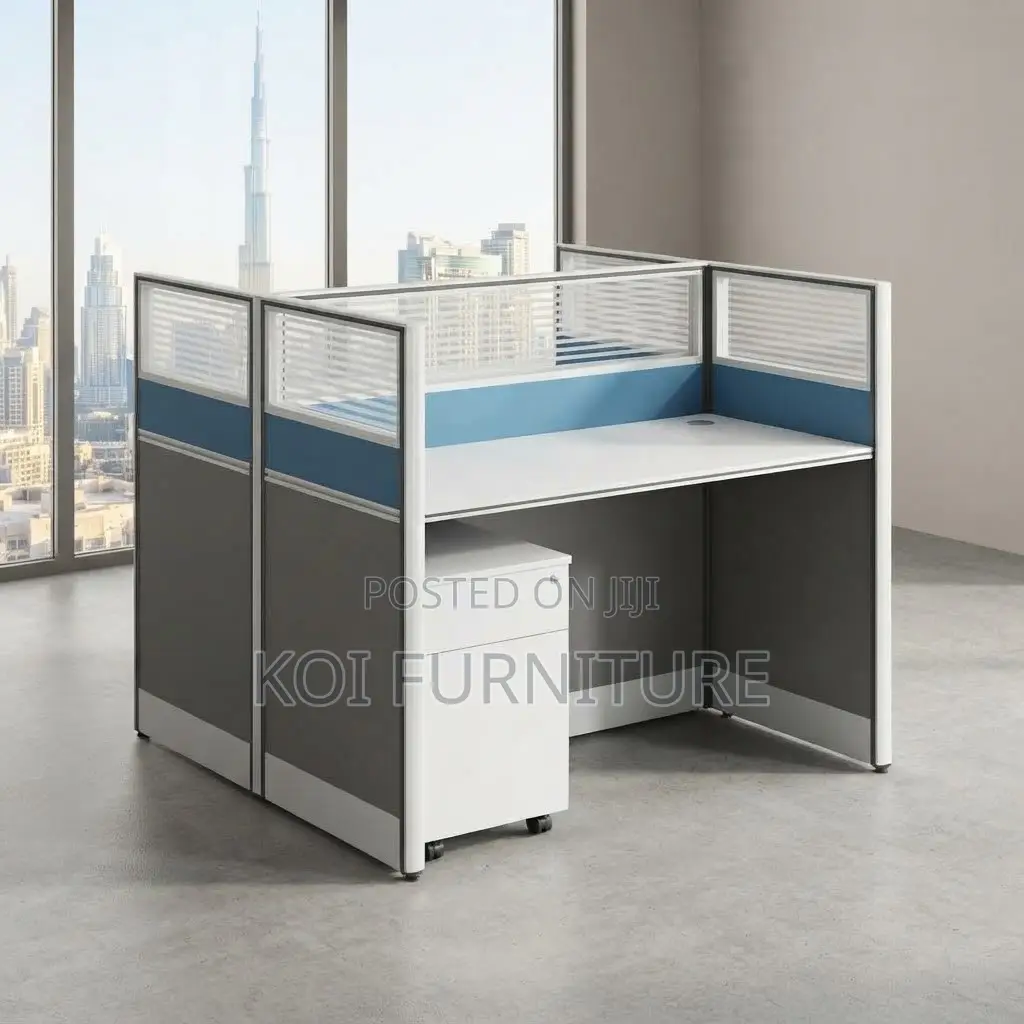 Office Workstation; Two Way Blue Modern Ergonomic Office Workstation