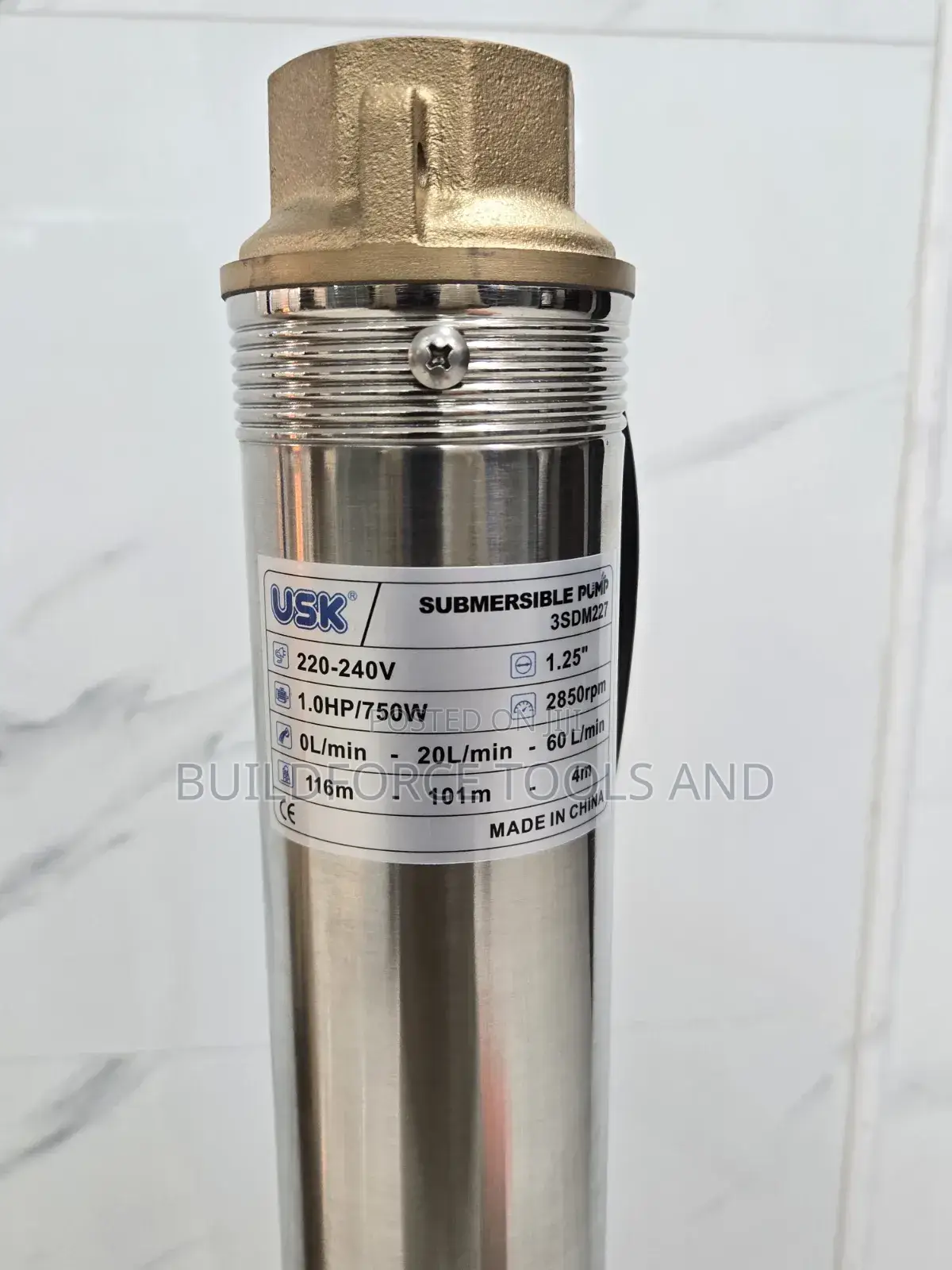 USK 1hp 3sdm2/27 Submersible Borehole/Deep Well Water Pump