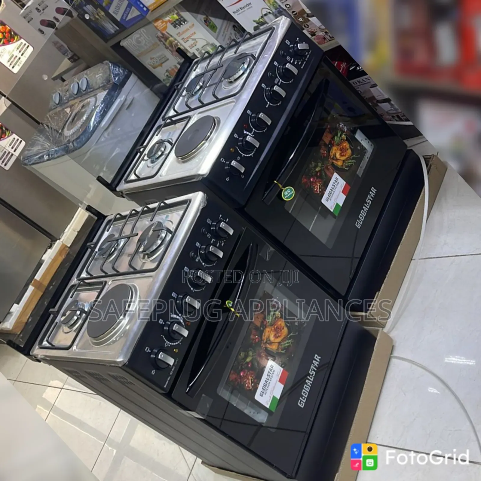 Black Globalstar 3+1 Gas Cooker 50×55 With Electric Oven