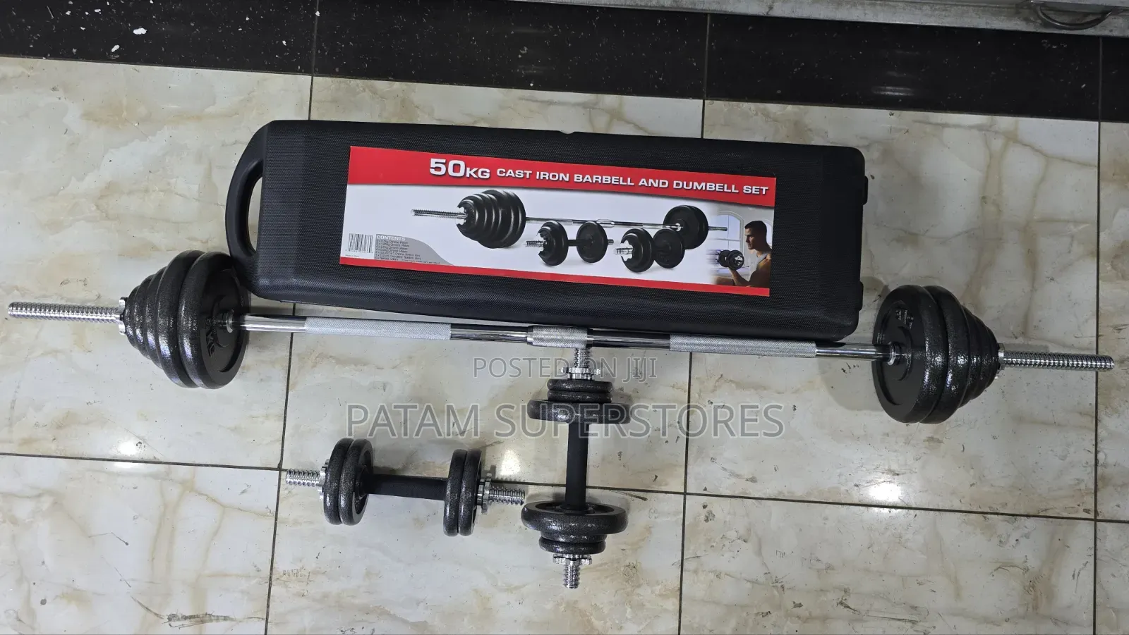 50kg Dumbbell Set With Connector and Barbell