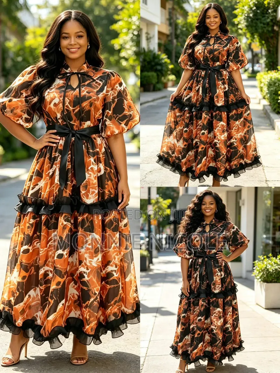 Liliana Orange Floral Maxi Dress