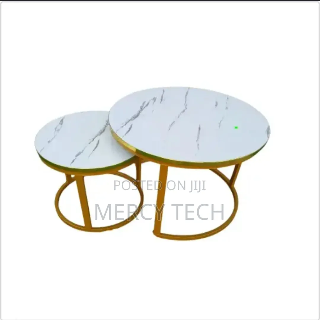 White Nesting Coffee Table Marble Effect MDF