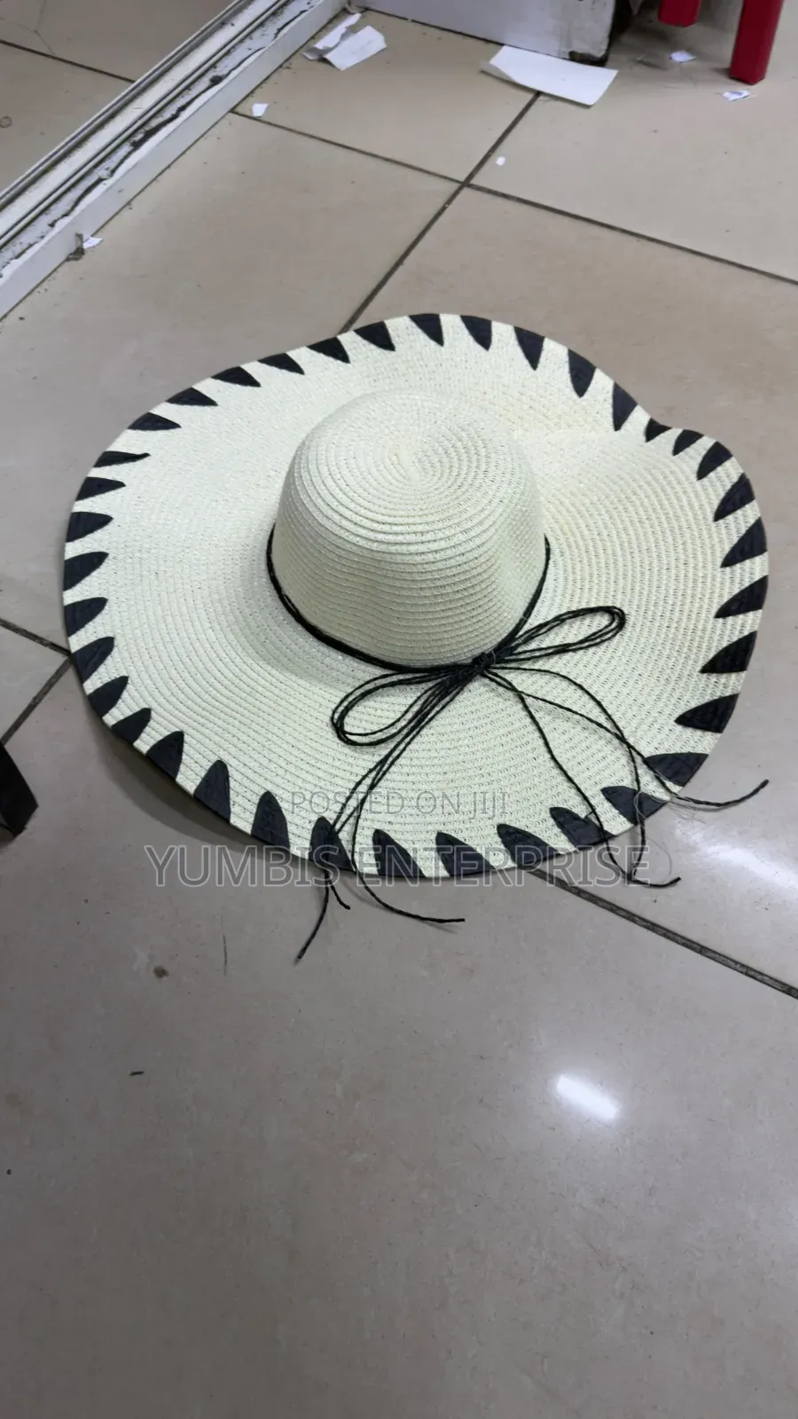 Cream With Black Pattern Summer Beach Womens Hats 
