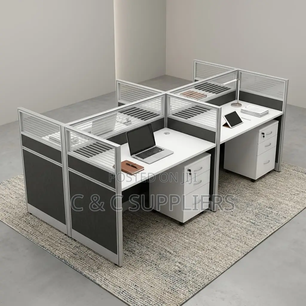 4-Person Modular Workstation Desk.