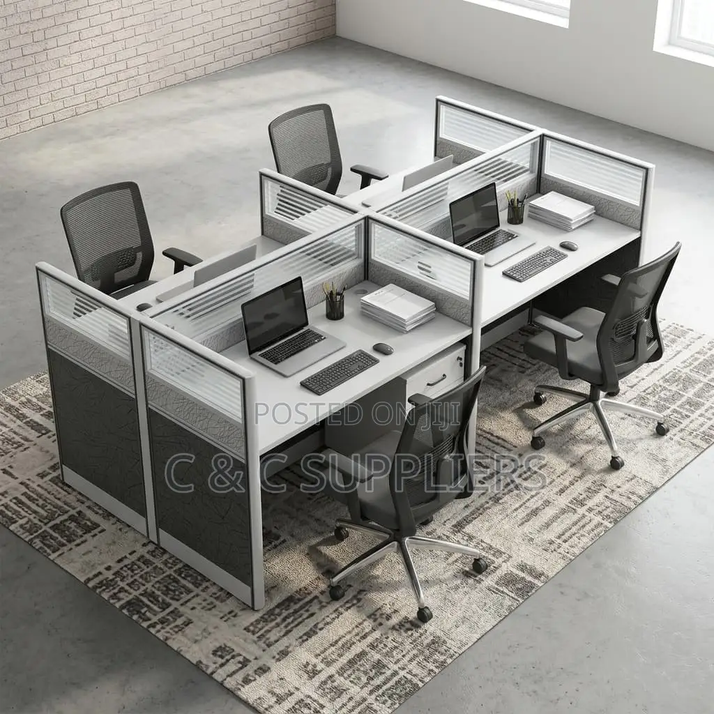 4-Person Modular Workstation Desk.
