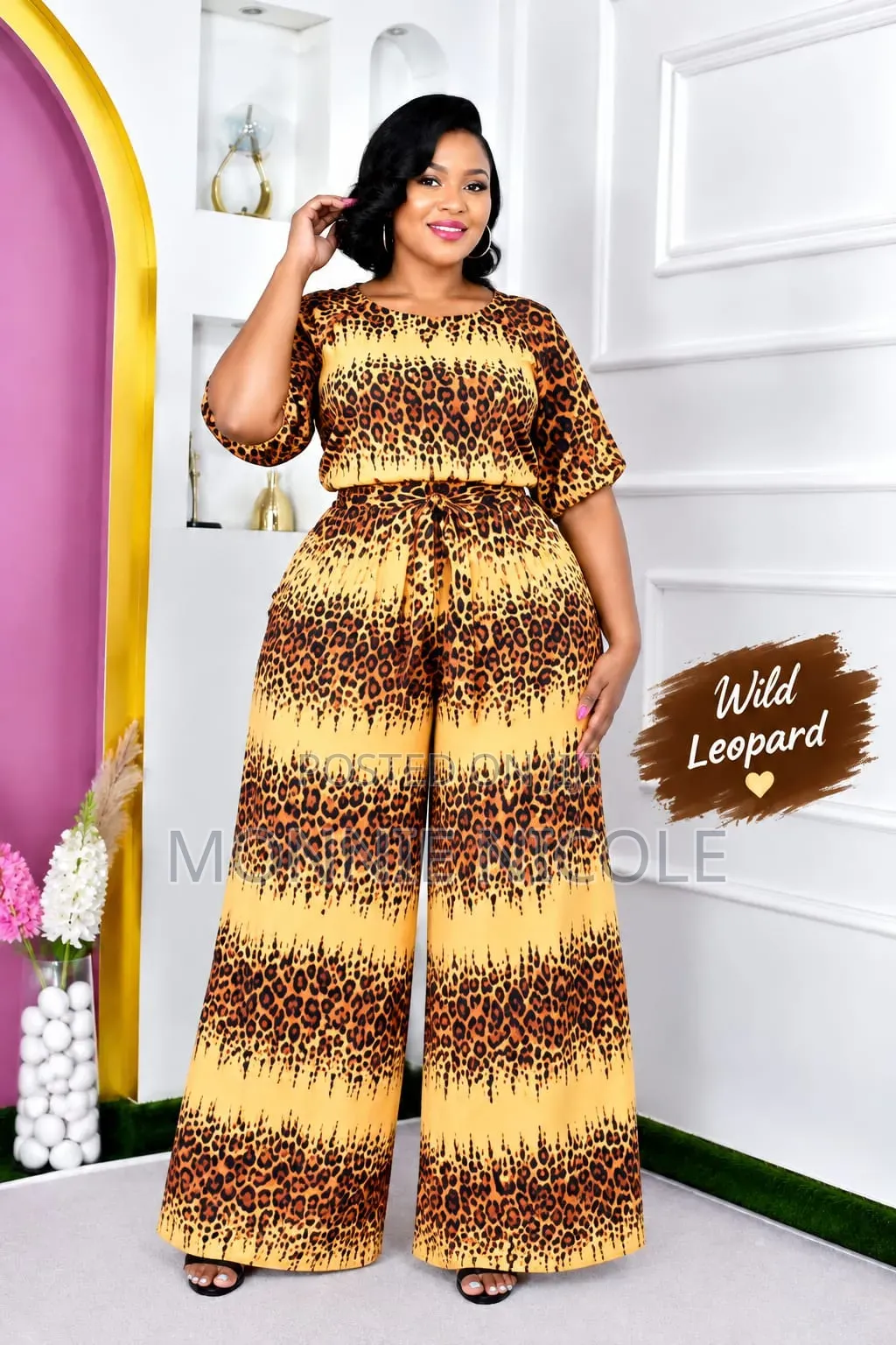 Wild Leopard Two Piece Pallazo Set. Trendy Set
