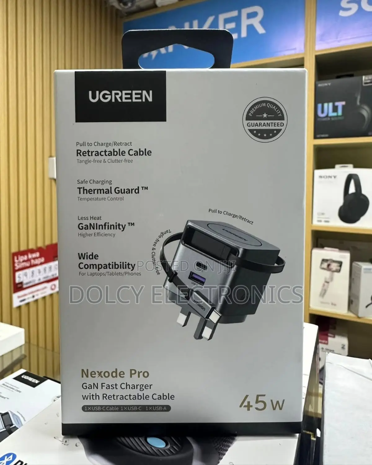 Ugreen Nexode Pro Charger With Retractable Cable 45w