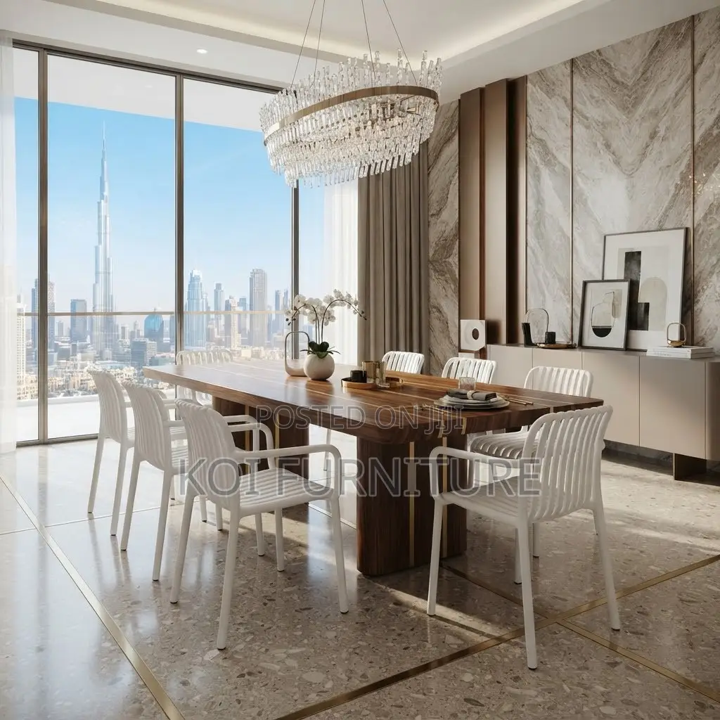 Dining Chairs; White Mid Backrest Home Dining Chairs With Armrests