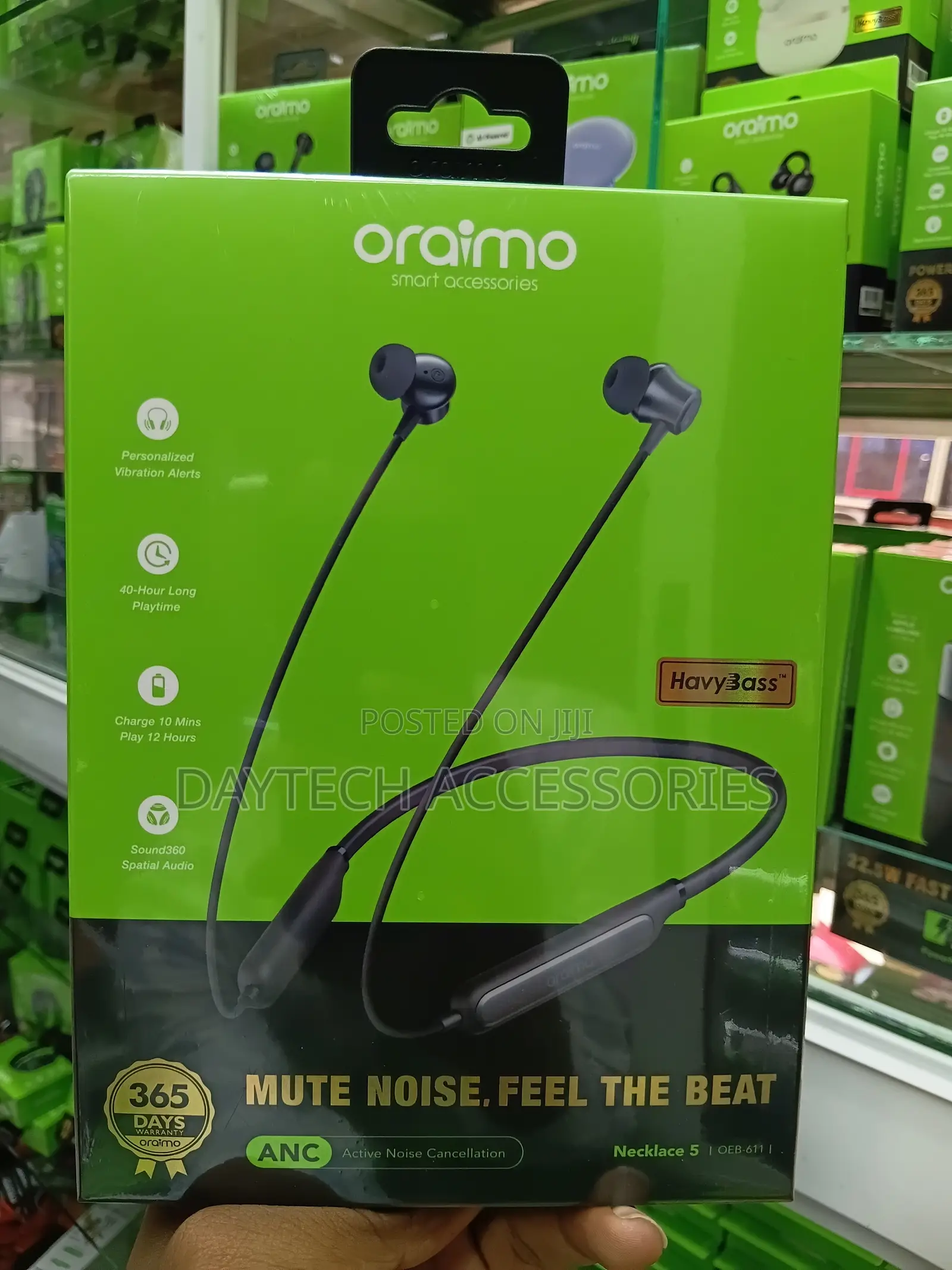 Oraimo Necklace 5 Wireless ANC Neckband Earphones - Black