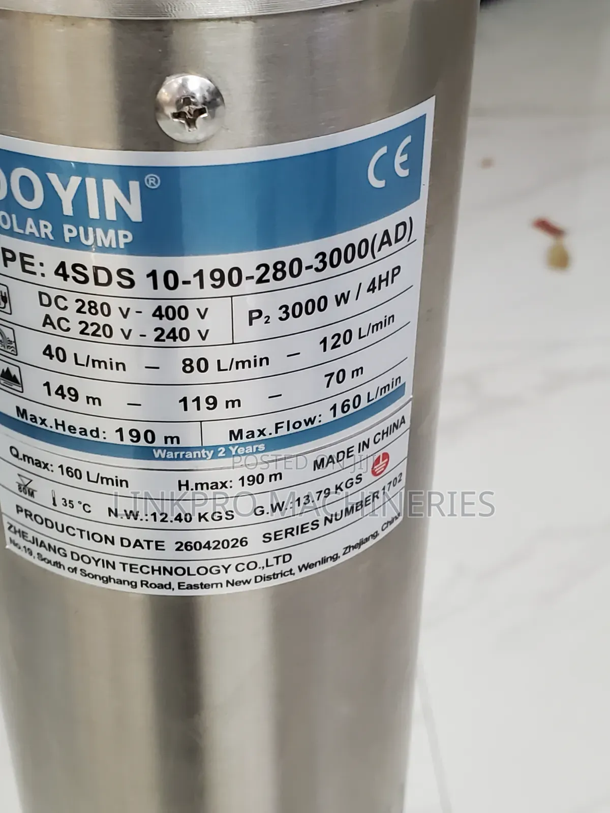 Doyin 4HP 3000W AC/DC Submersible Pump