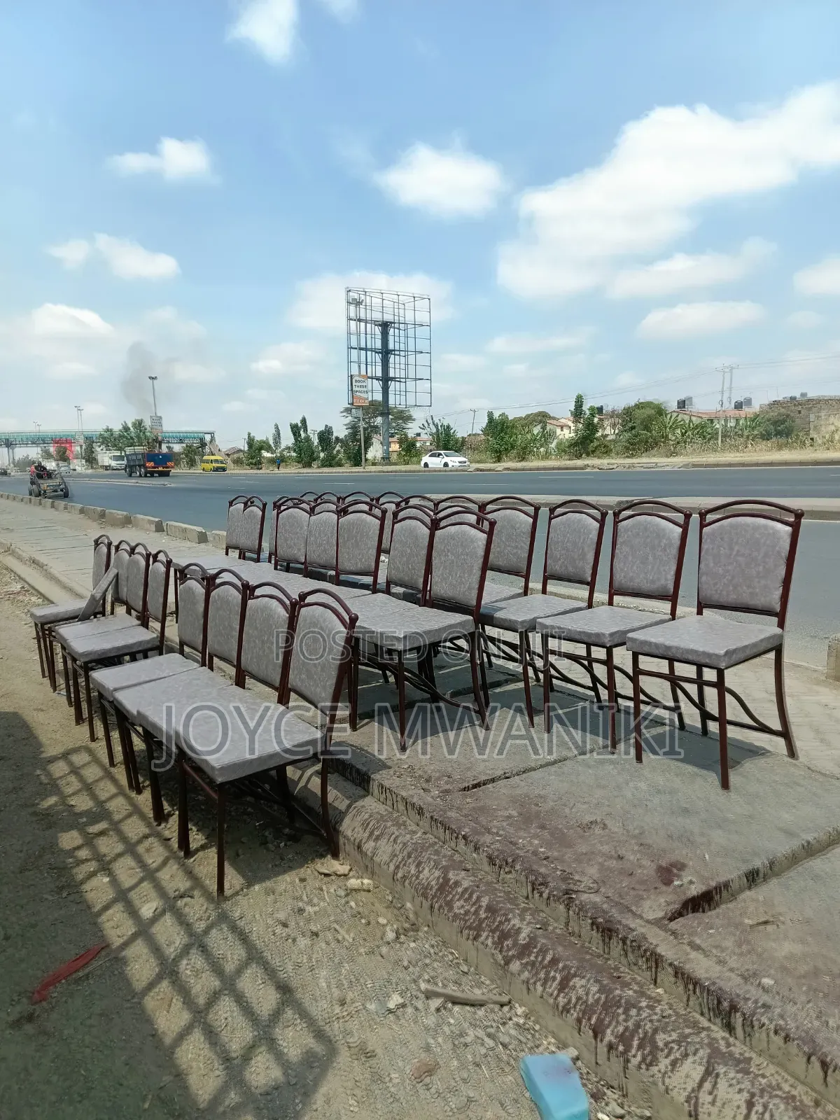 Restaurant Grey Leather Chairs.
