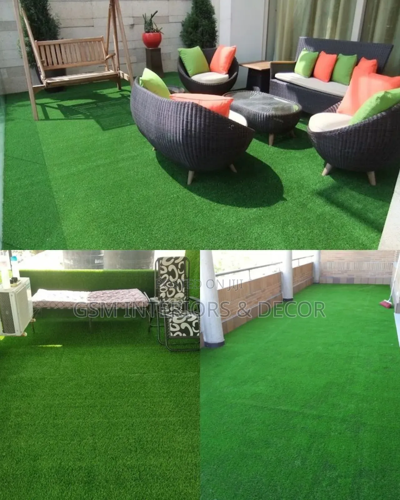 Artificial Green Grass for Thermoprooof Installation in Open Space