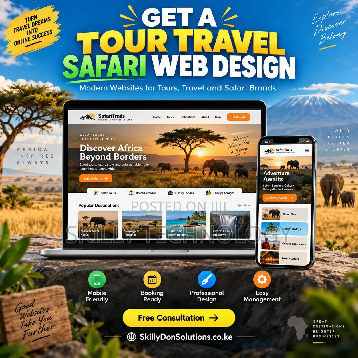 Get a Tour Travel Safari Web Design