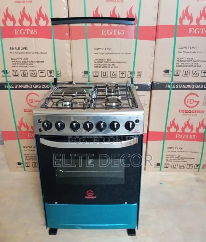 Eurochef 60×65 Free Standing Cooker – 3 Gas Burners + 1Electric Oven