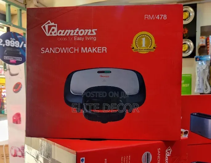 Ramtons Sandwich Maker RM/478 – 2 Slice Non-Stick Sandwich Toaster