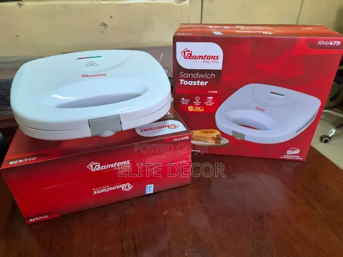 Ramtons Sandwich Maker RM479 – 2 Slice White Non-Stick Sandwich Toaste