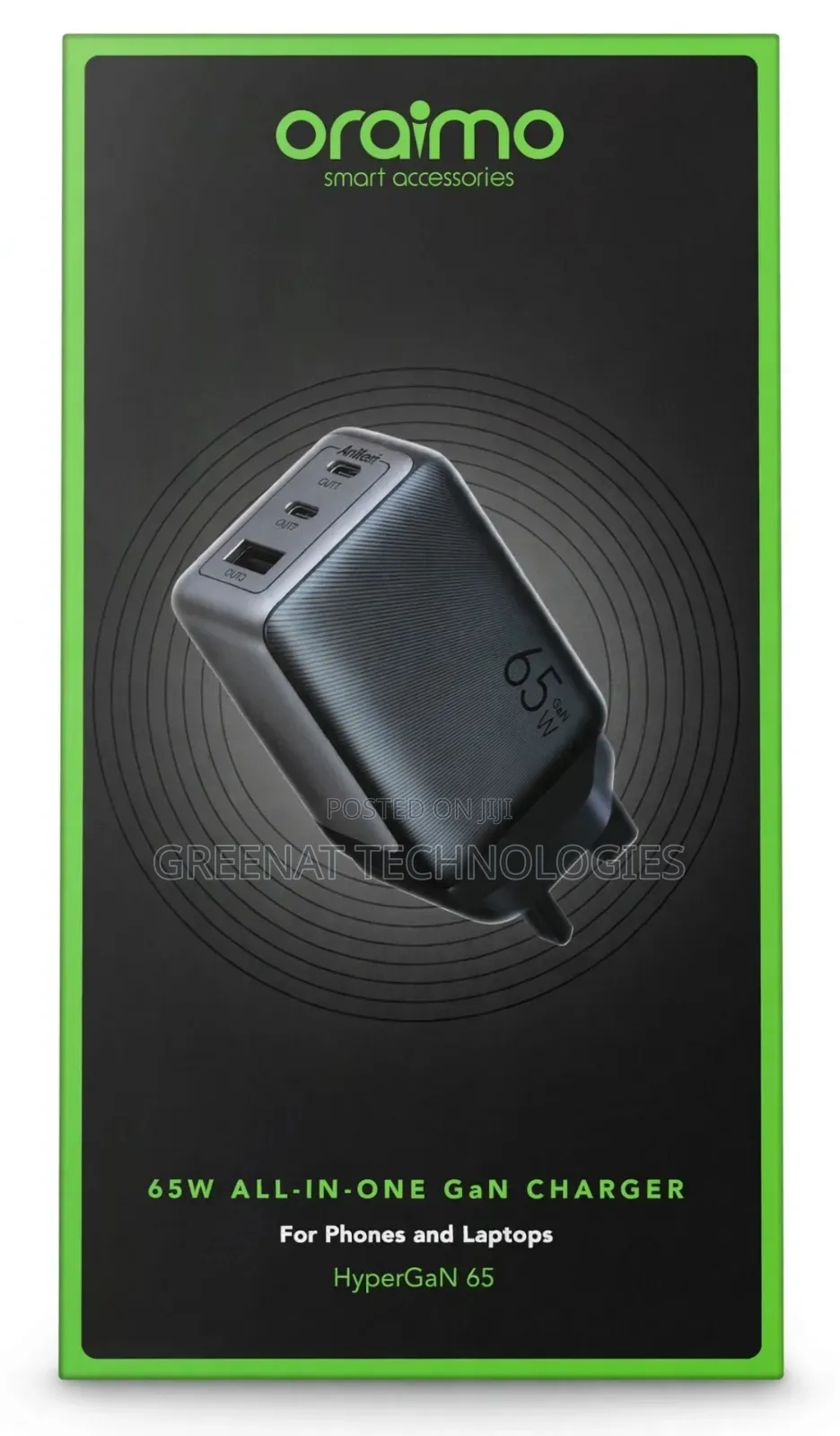 Oraimo 65W HyperGaN Charger for Laptop Phone Fast GaN Charger