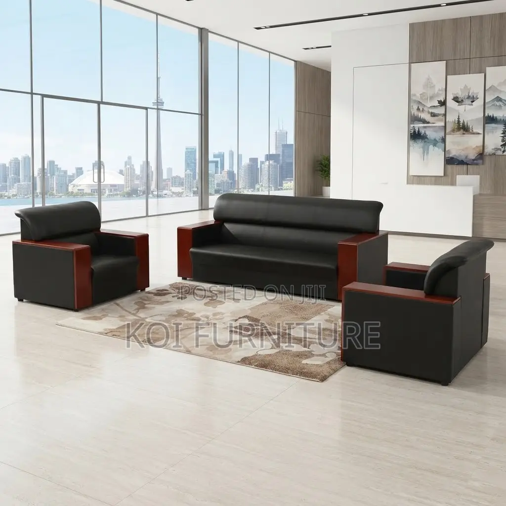 Office Sofa; Five Seaters Executive Office Lobbies Leather Sofa Sets