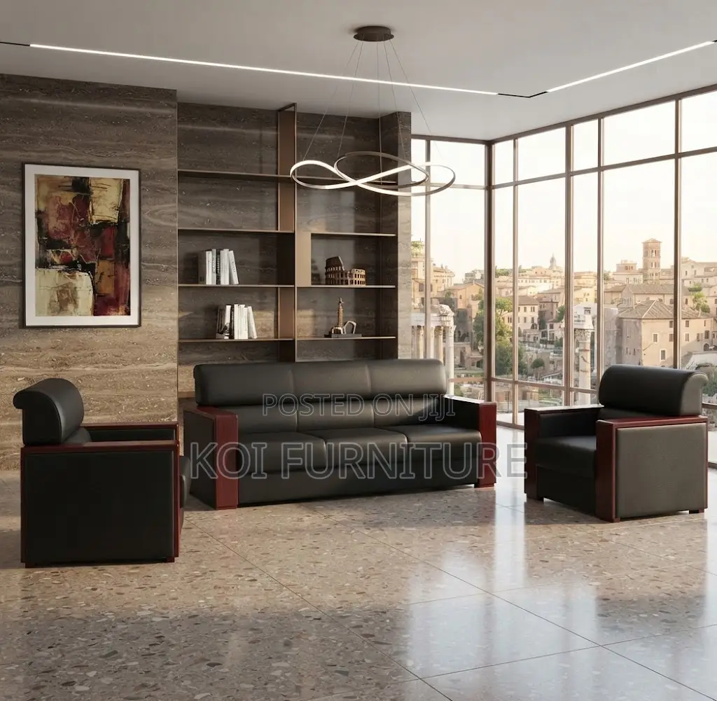 Office Sofa; Five Seaters Executive Office Lobbies Leather Sofa Sets