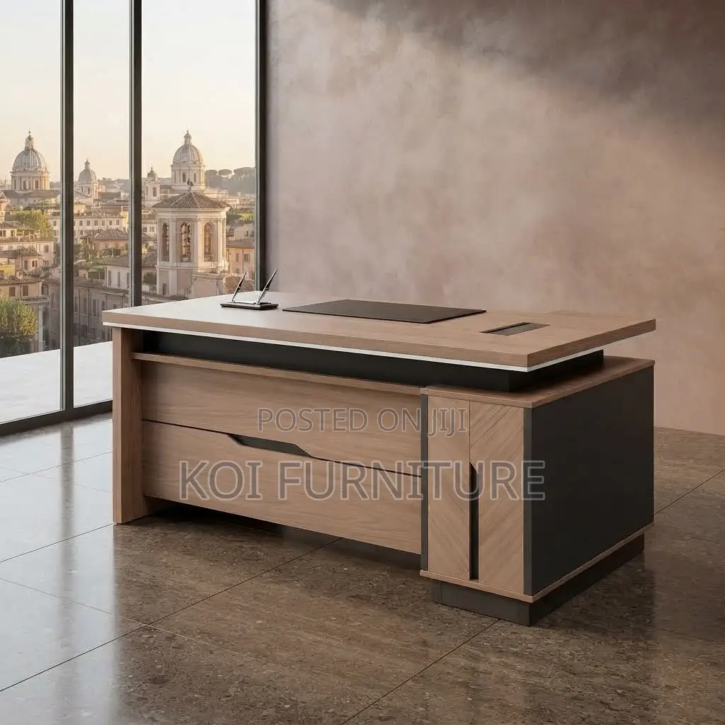 Office Desk; Executive 1600mm Office Desk With L Extension Drawer