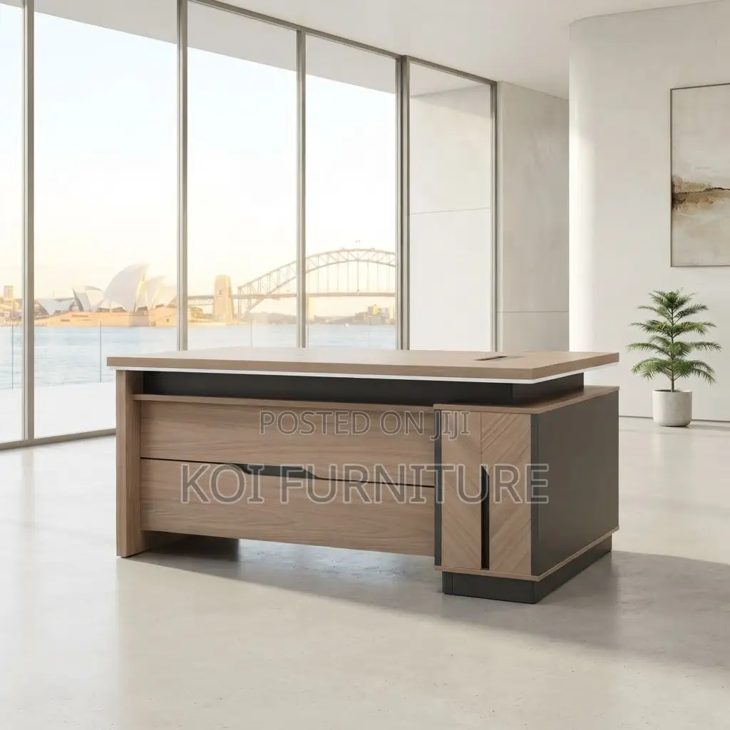 Office Desk; Executive 1600mm Office Desk With L Extension Drawer
