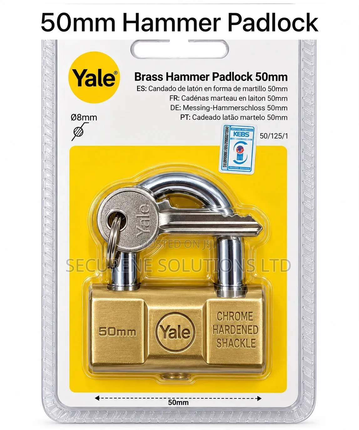 Yale Brass Hammer Padlock 50mm Featuring a Solid Brass Body