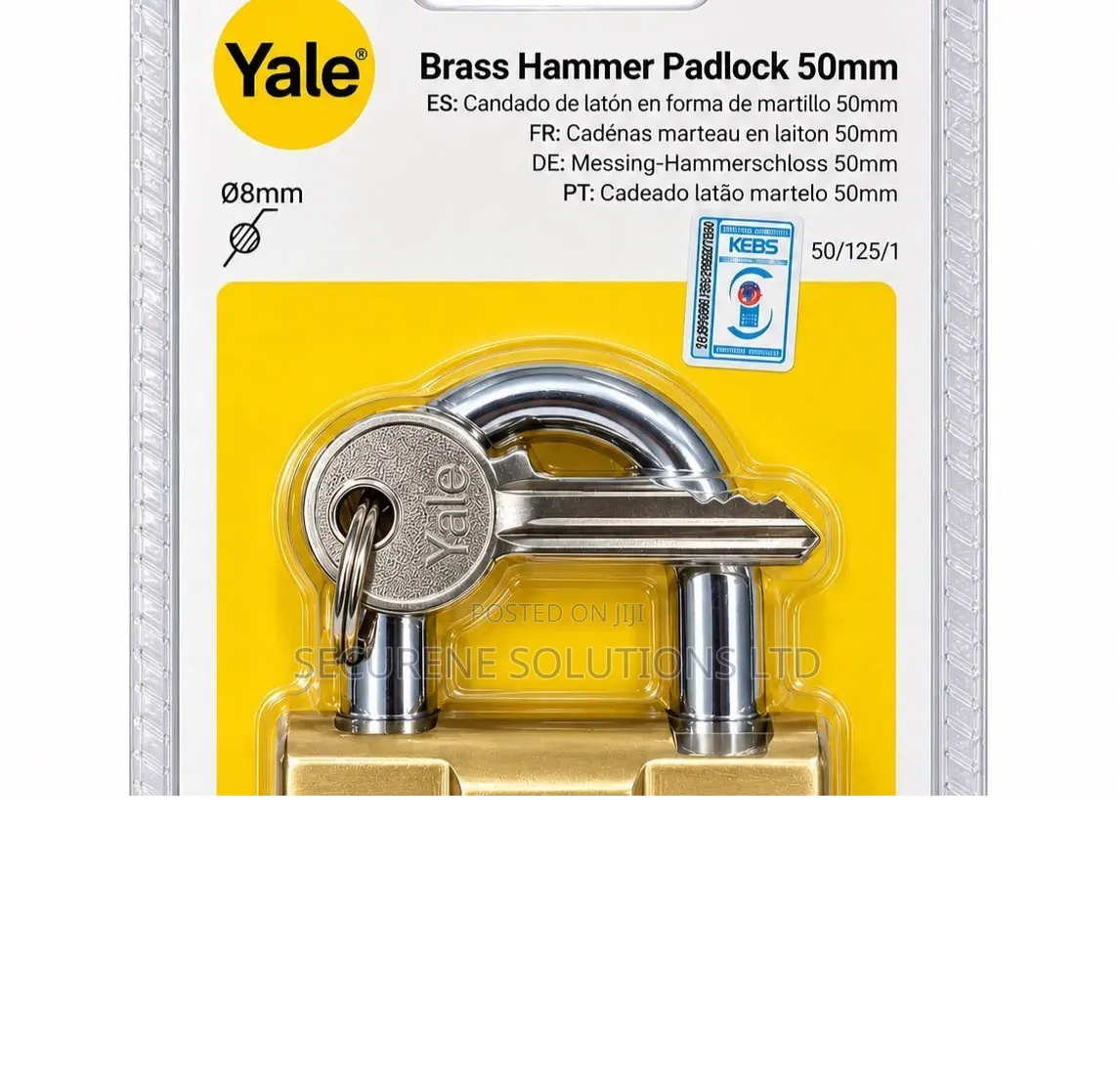 Yale Brass Hammer Padlock 50mm Featuring a Solid Brass Body