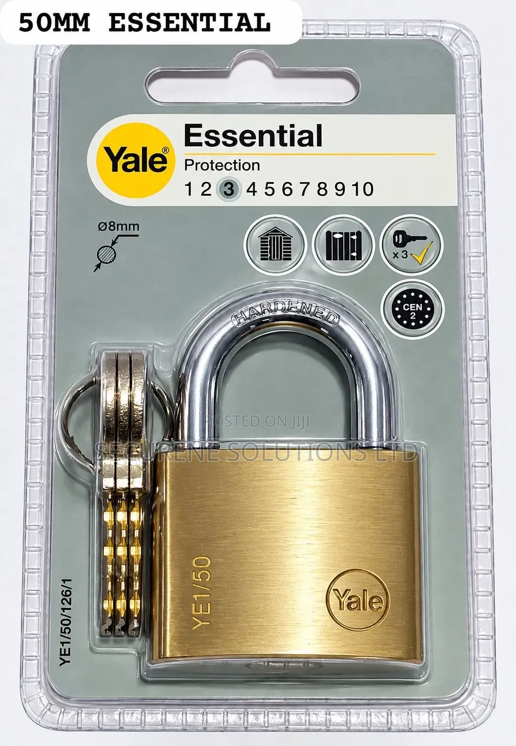 Yale Essential Series 50mm Solid Brass Padlock (Model YE1/50/126/1)