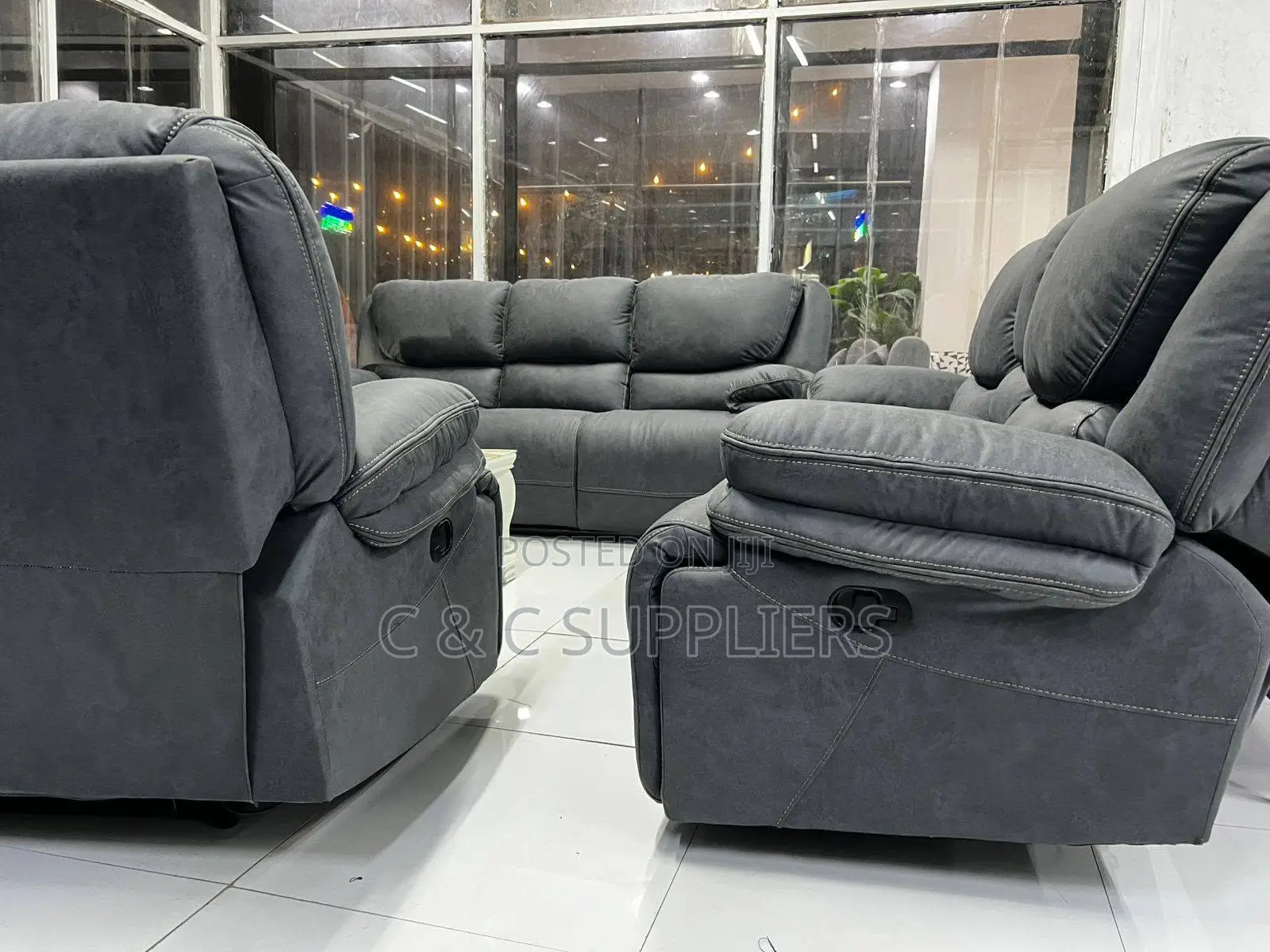 7-Seater Leather Recliner Sofa