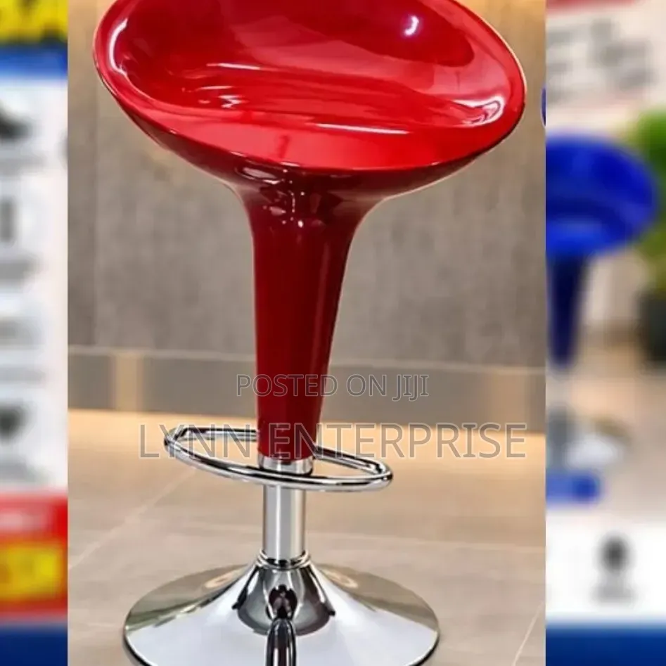 Red Bar Stool With Swivel Seat and Adjustable Height Model 530