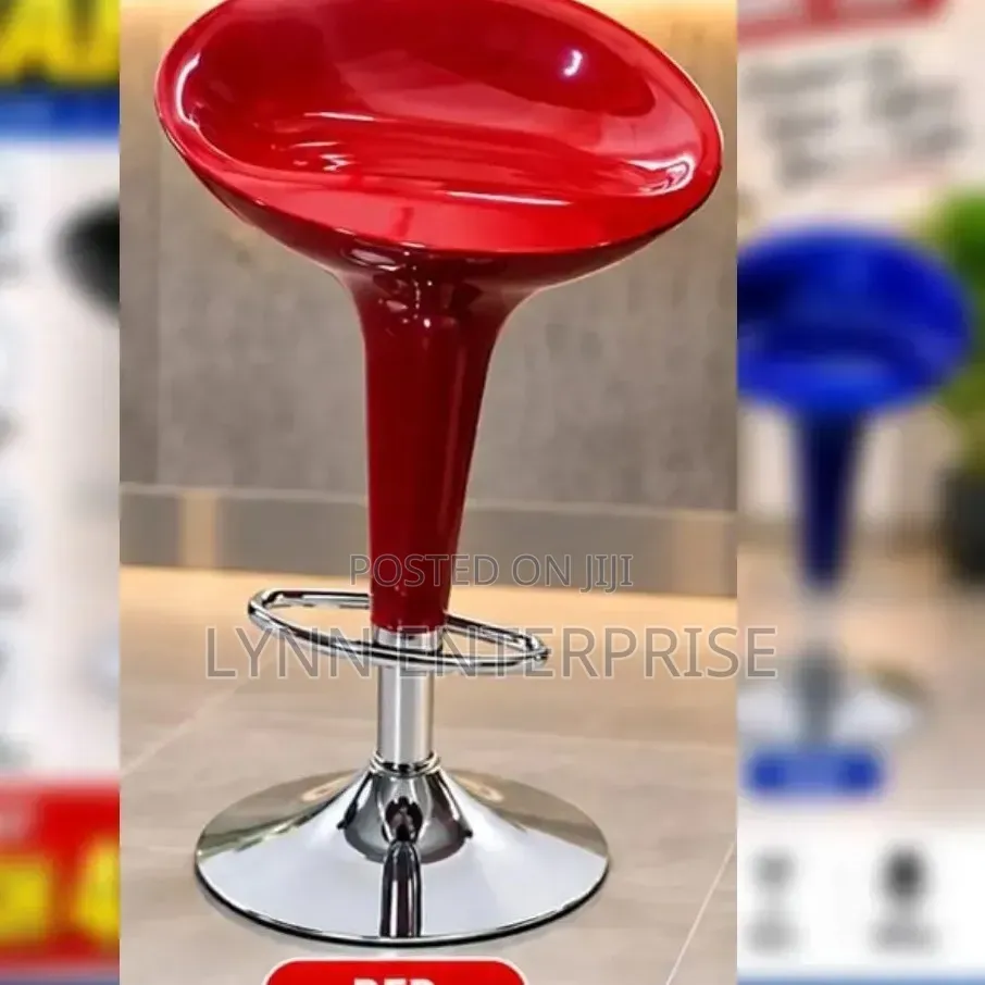 Red Bar Stool With Swivel Seat and Adjustable Height Model 530