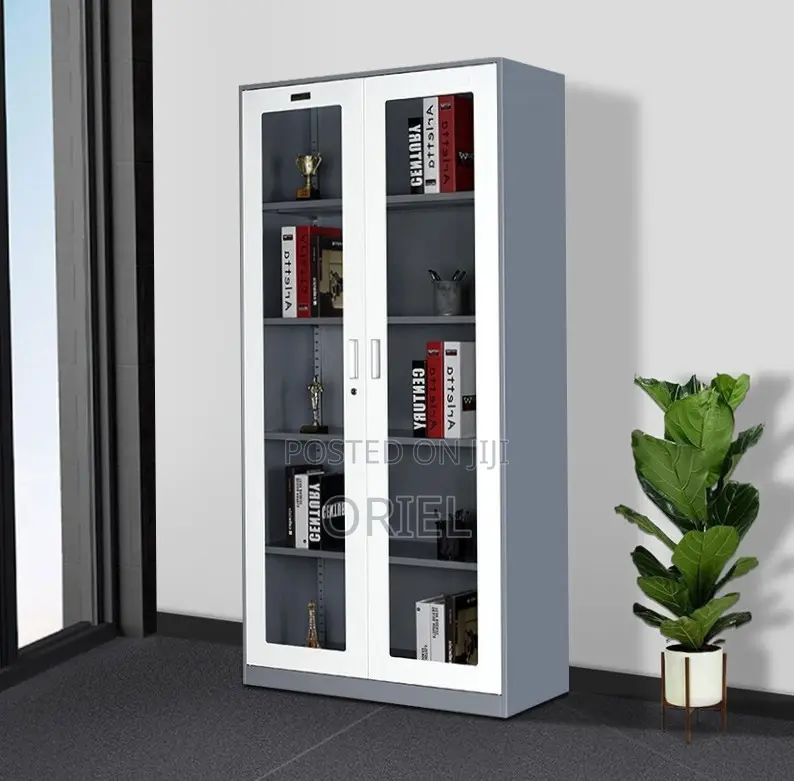 Office Cabinet : 2-Glass Doors Filing Metal Storage Cabinet