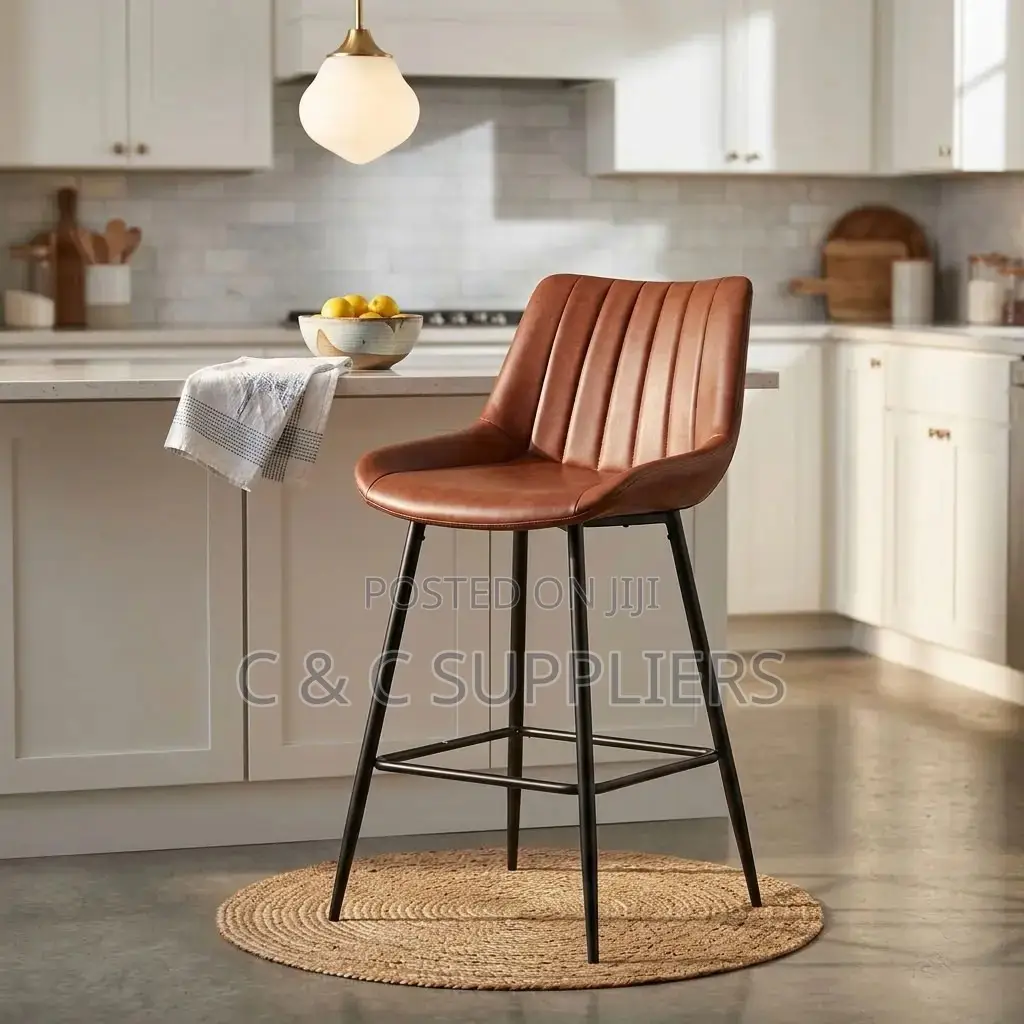 Brown Leather Footstool