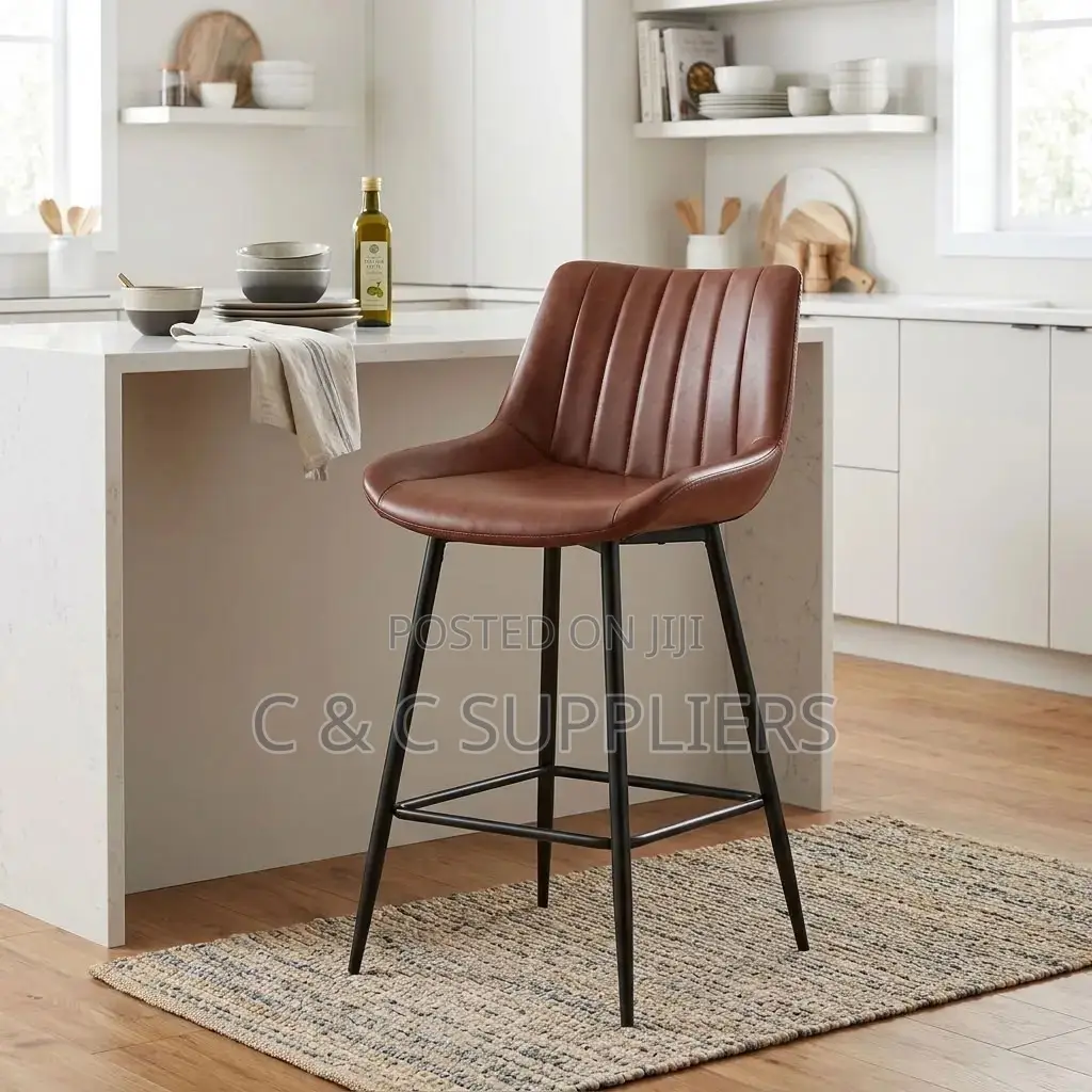 Brown Leather Footstool