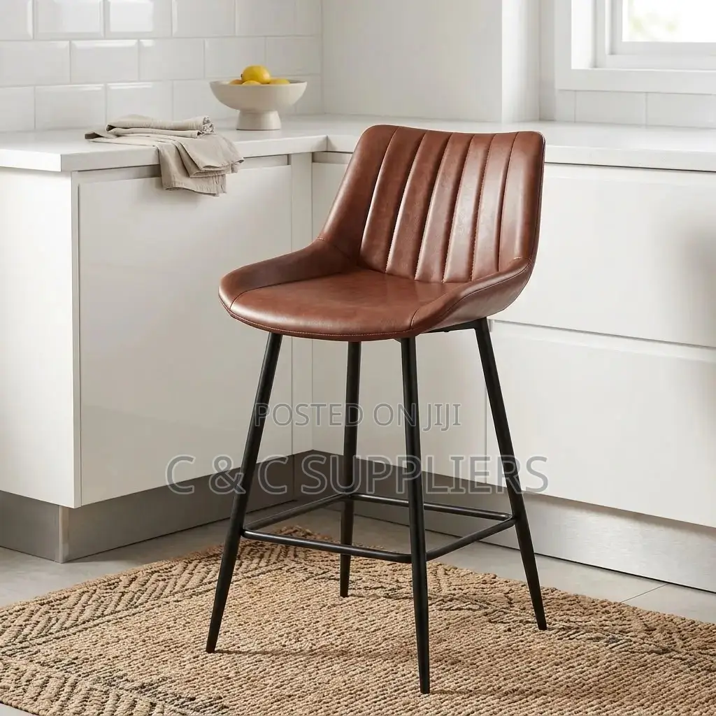 Brown Leather Footstool