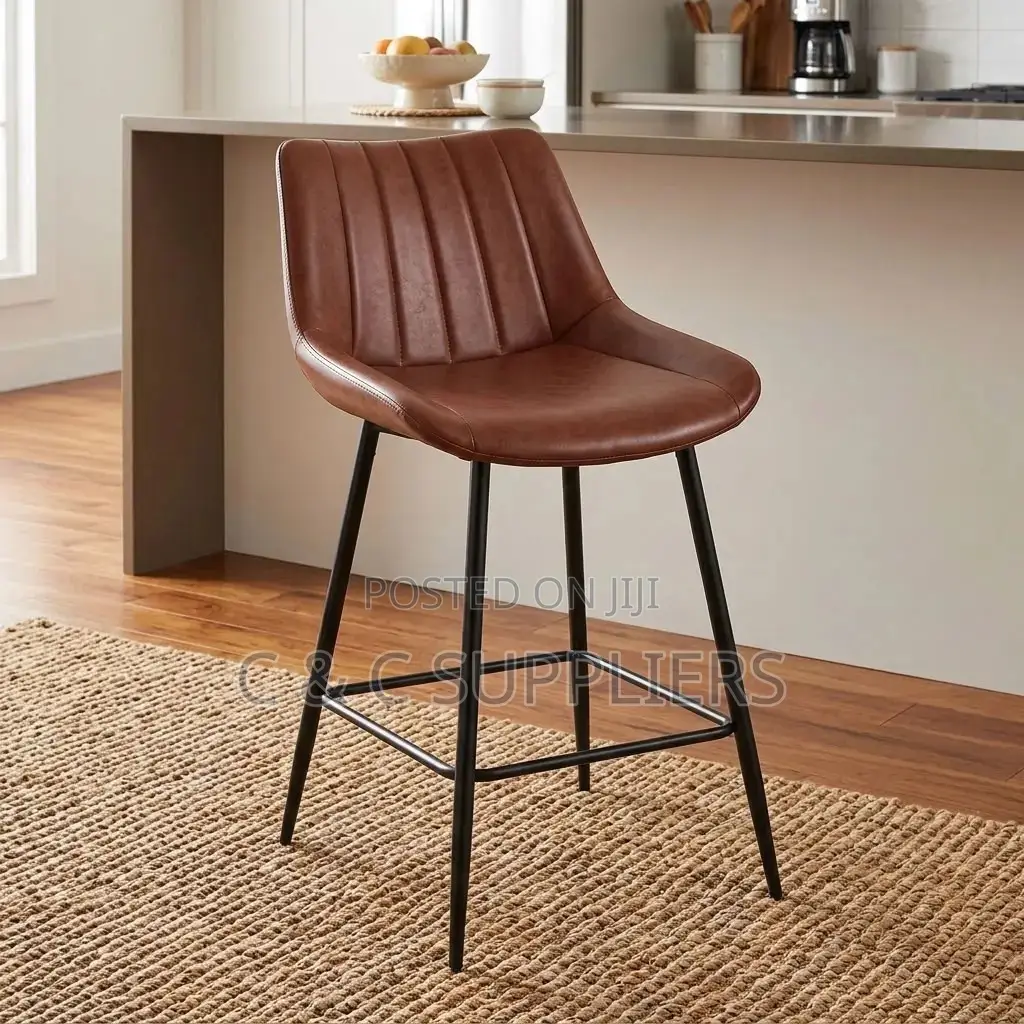 Brown Leather Footstool
