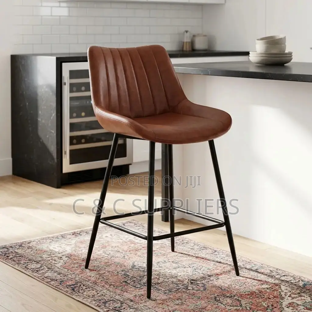 Brown Leather Footstool
