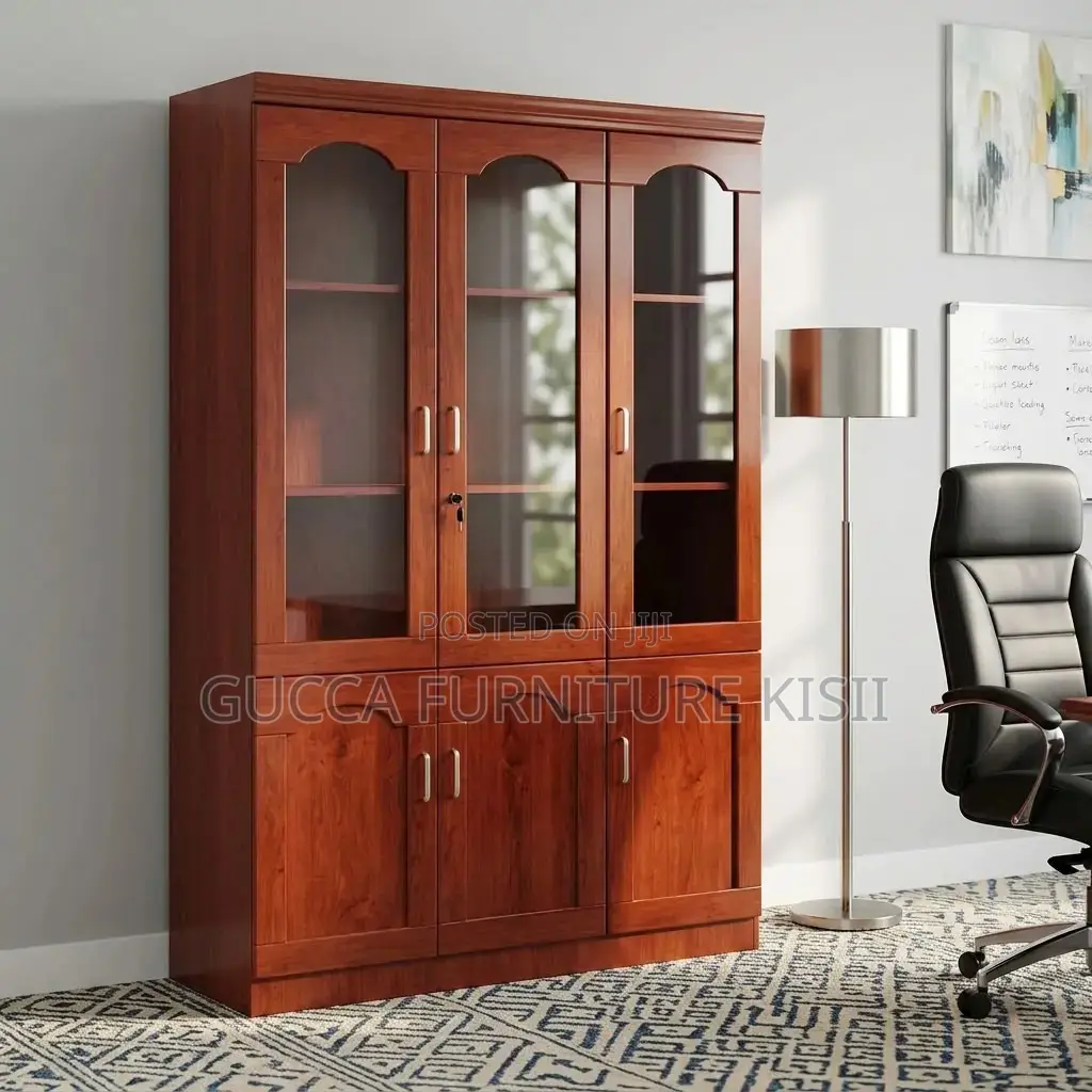 3-Door Mahogany Storage Cabinet
