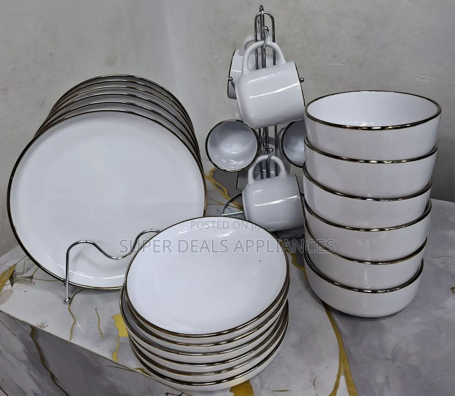 White Gold 24Pcs Dinner Set