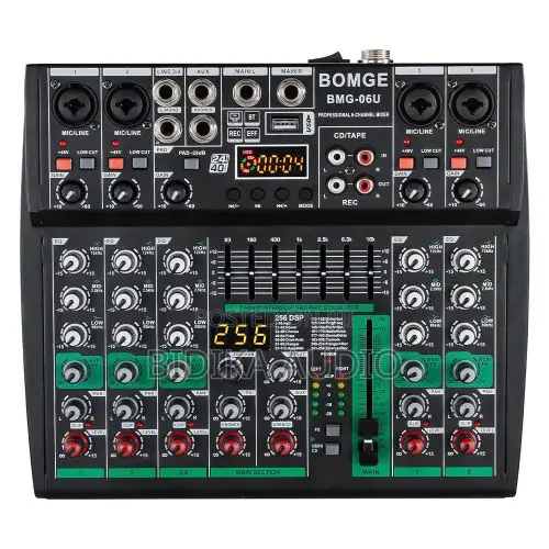 New Edition -BOMGE Professional DJ Audio Mixer, 6-Channels