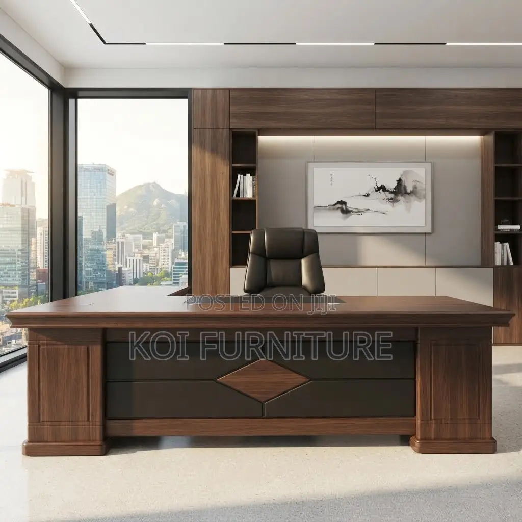 Office Desk; Executive 1.8 Meters Mahogany High Boss Desk