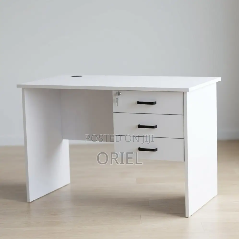 OfStudy Desk : White 120cm Clerical Office Desk With Drawers